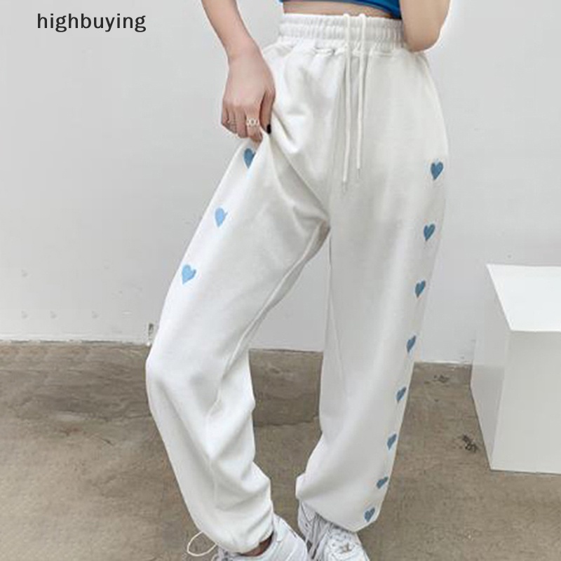 Quần Dài Ống Rộng Y2k In Họa Tiết Trái Tim Phong Cách Vintage