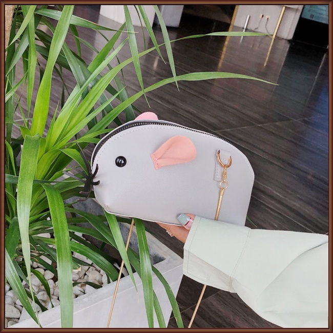 Túi Da PU Đeo Chéo Hình Động Vật Phối Dây Xích Thời Trang Cho Nữ