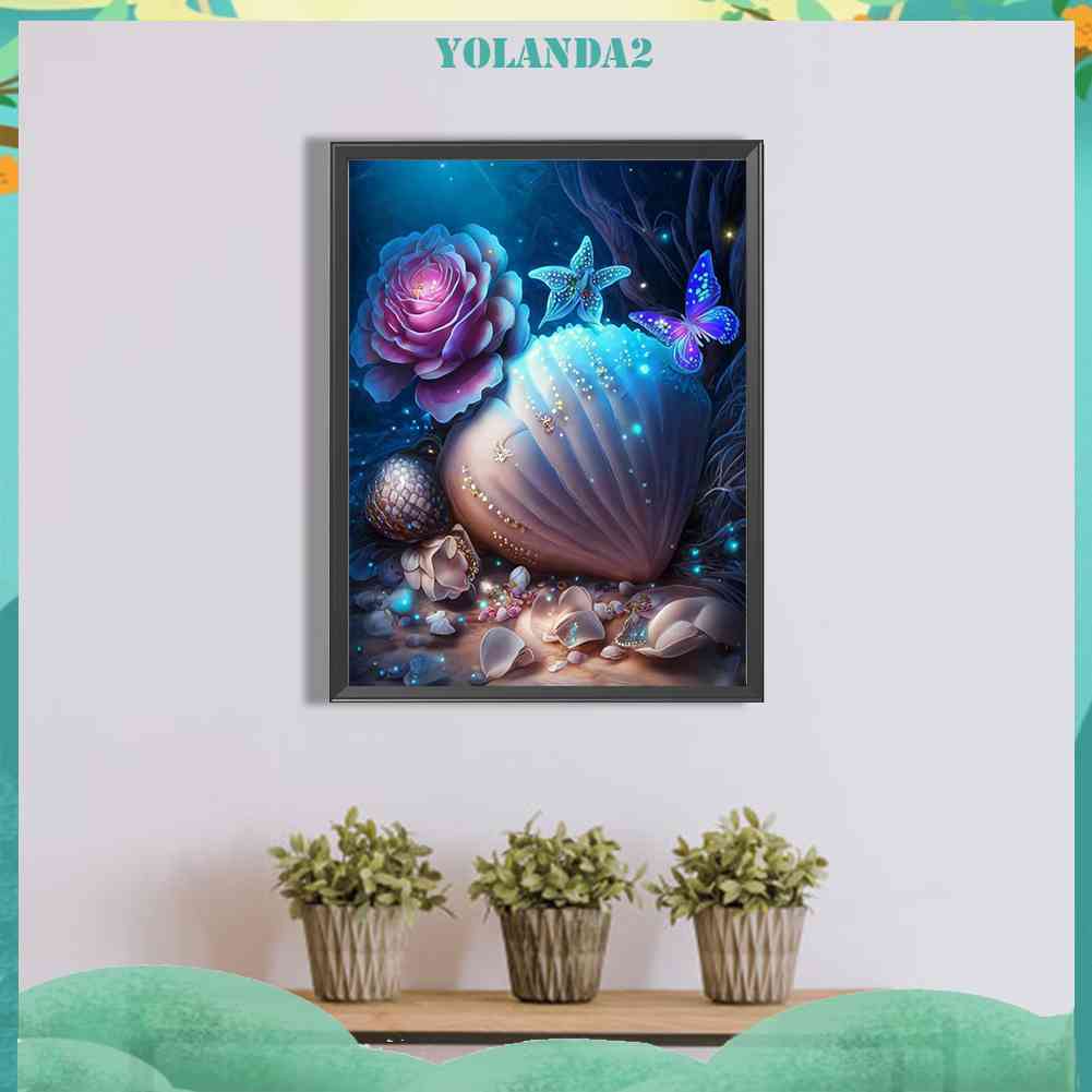 Bộ Tranh Đính Đá 5D Họa Tiết Vỏ Sò Độc Đáo DIY Dùng Trang Trí Nhà Cửa