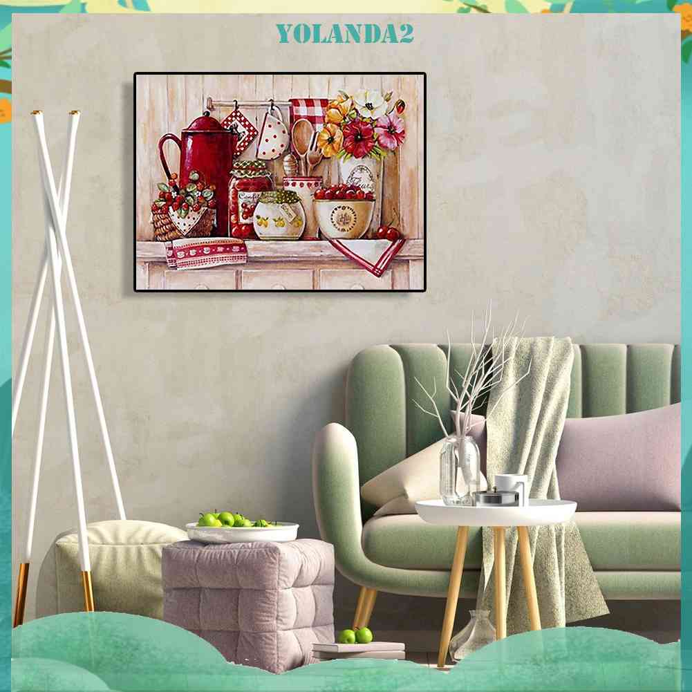 Tranh Đính Đá Kim Cương Toàn Bộ 5D DIY Hình Vẽ Nghệ Thuật Trang Trí Nhà Bếp