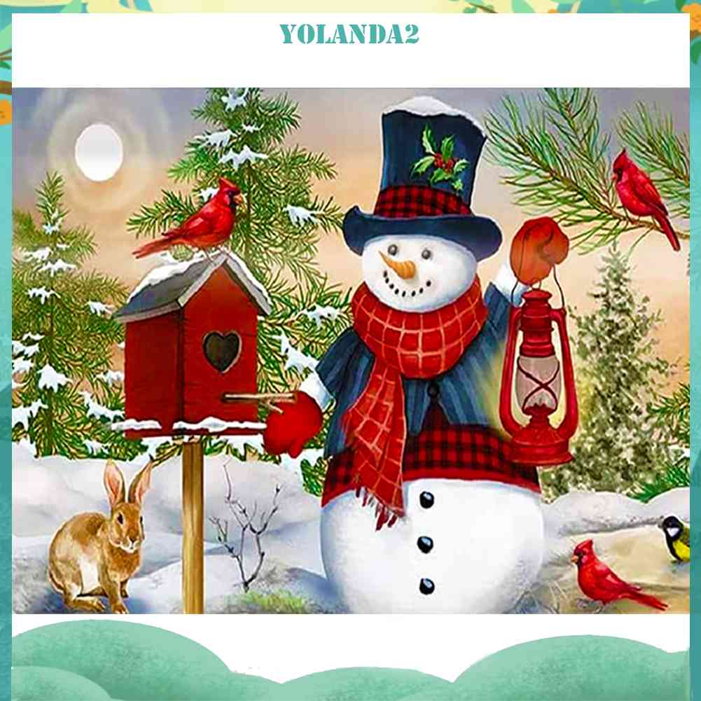 Tranh Đính Đá Kim Cương Toàn Bộ 5D DIY Hình Người Tuyết Giáng Sinh