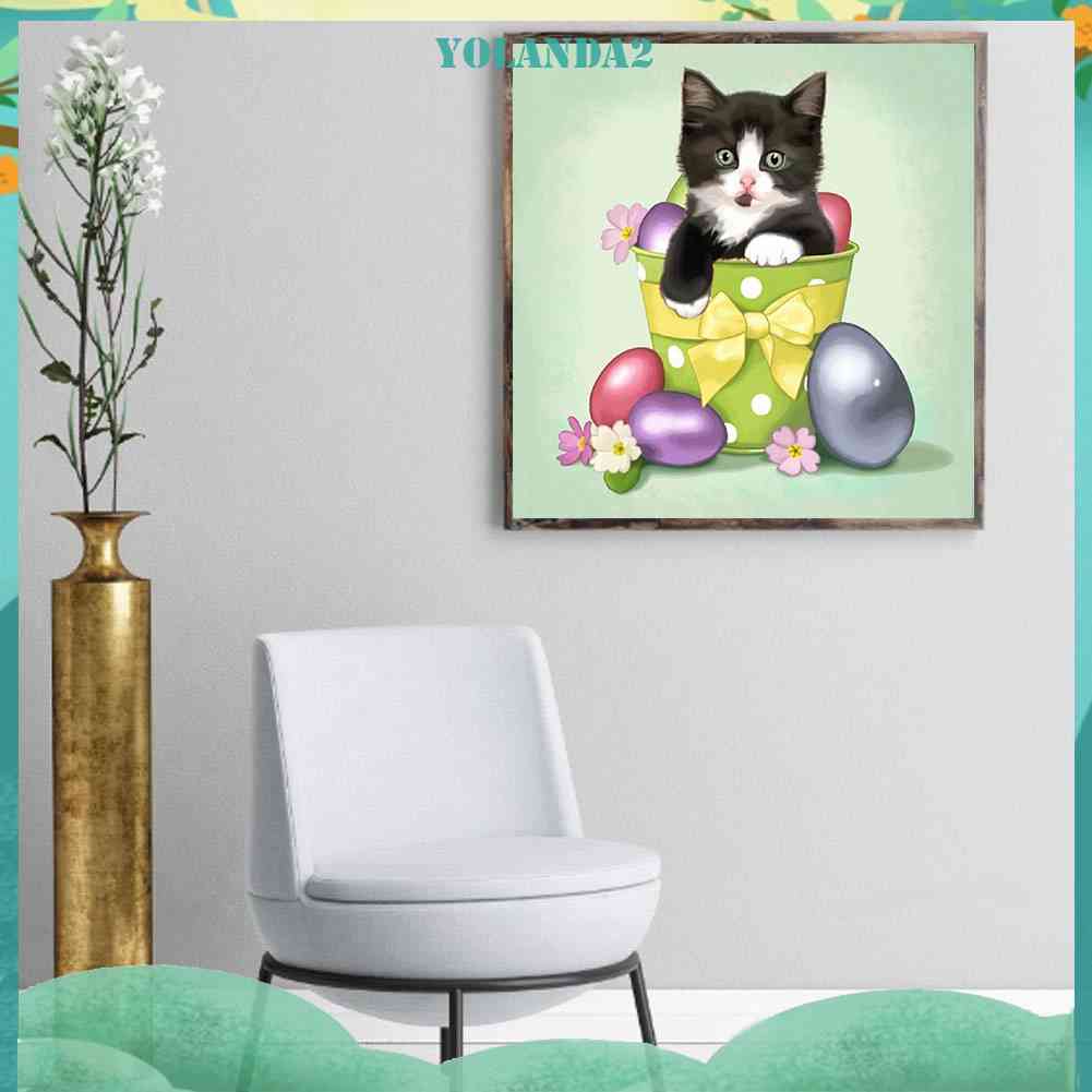 Bộ Tranh Đính Đá 5D DIY Hình Mèo Kitty Nhiều Màu Sắc Để Trang Trí Nhà