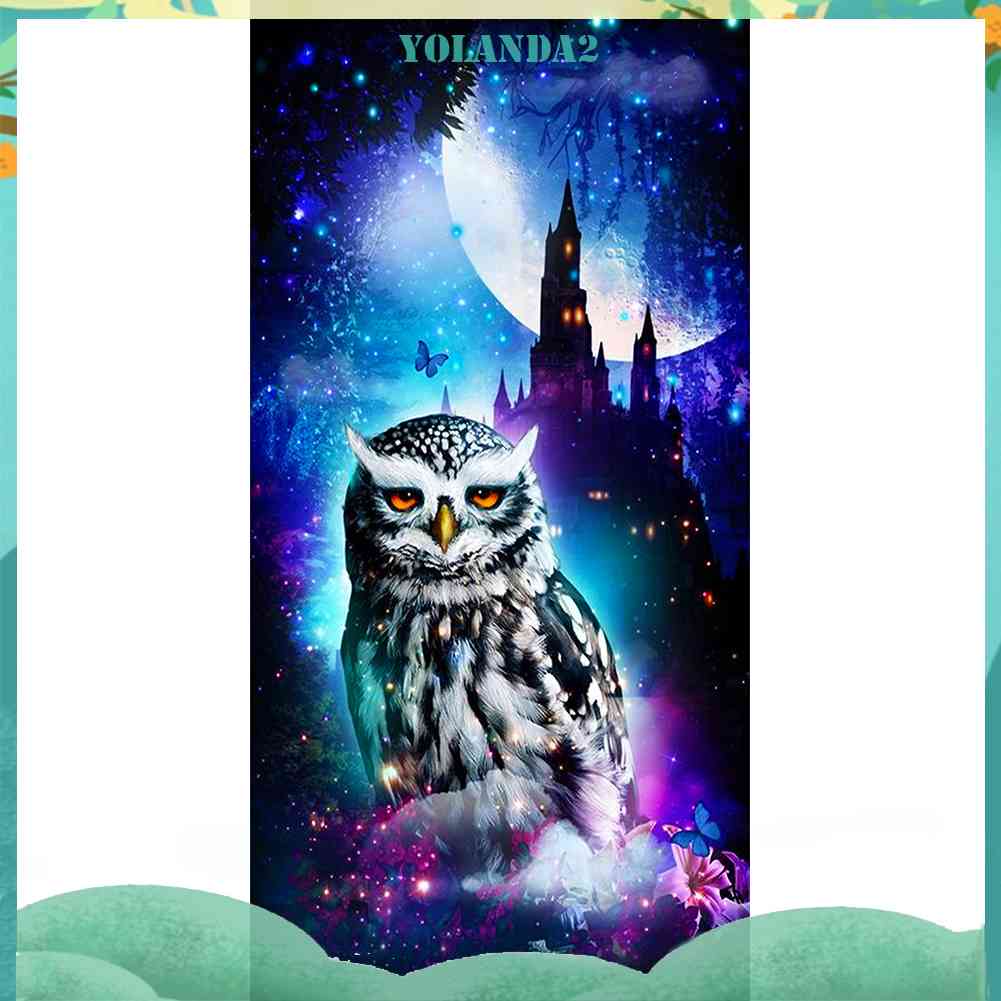 Bộ Tranh Đính Đá 5D Tự Làm Toàn Diện Họa Tiết Chim Cú Đêm Dùng Trang Trí Tường