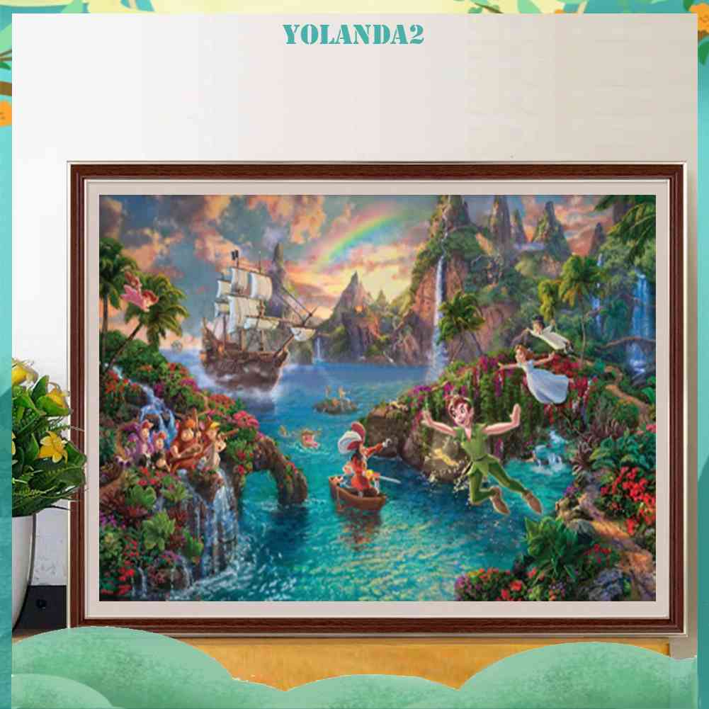 Bộ Tranh Đính Đá Họa Tiết Hòn Đảo Hoạt Hình Độc Đáo Trang Trí Nhà Cửa