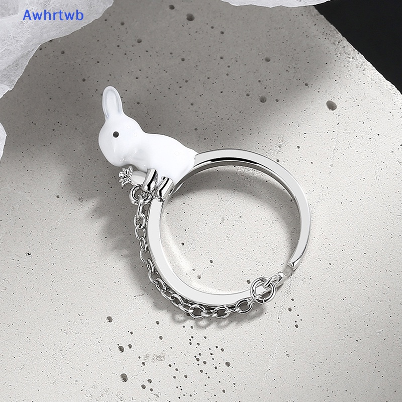 Nhẫn Hở Mạ Bạc 925 Hình Thỏ Và Củ Cải Xinh Xắn Mới
