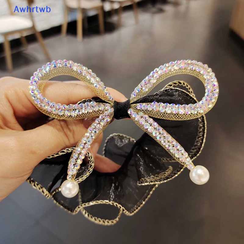 Dây Cột Tóc Co Giãn Đính Đá Hình Nơ Lớn Thanh Lịch Cho Nữ Mới