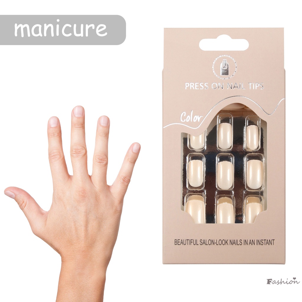 Bộ Móng Tay Giả Màu Sắc Trơn Không Phai Kèm Miếng Dán Tiện Dụng