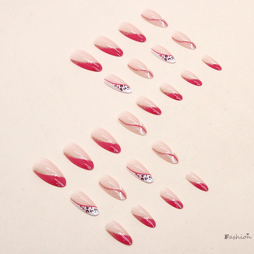 Bộ Móng Tay Giả Trong Suốt Họa Tiết Da Báo Màu Hồng Chống Nước Lâu Trôi An Toàn