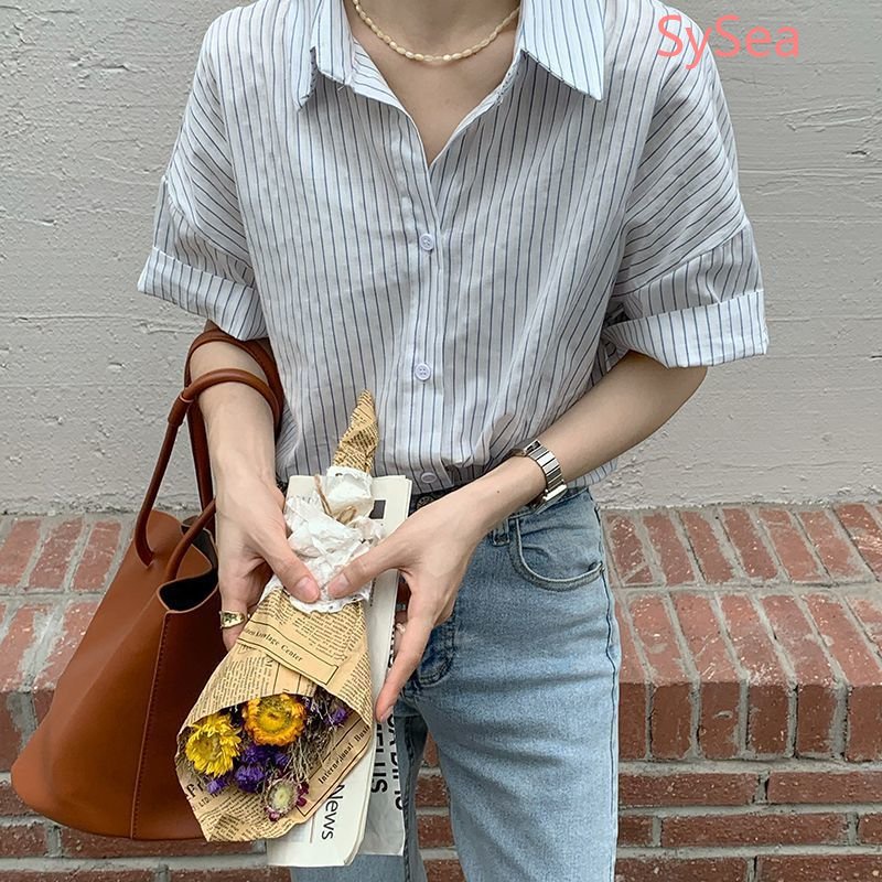 Áo Thun Tay Ngắn Kẻ Sọc Thời Trang Mùa Hè Cho Nữ