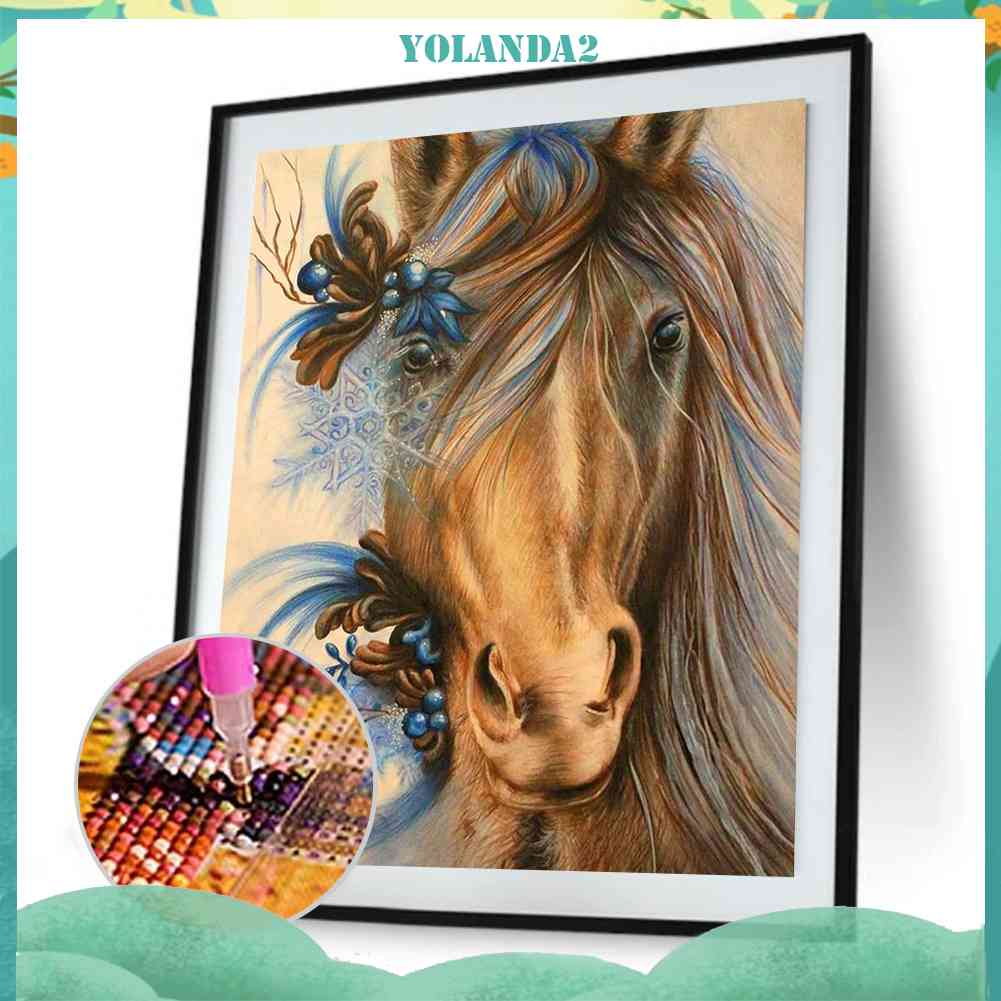 Tranh Đính Đá Kim Cương Toàn Bộ 5D DIY Hình Vẽ Đầu Ngựa