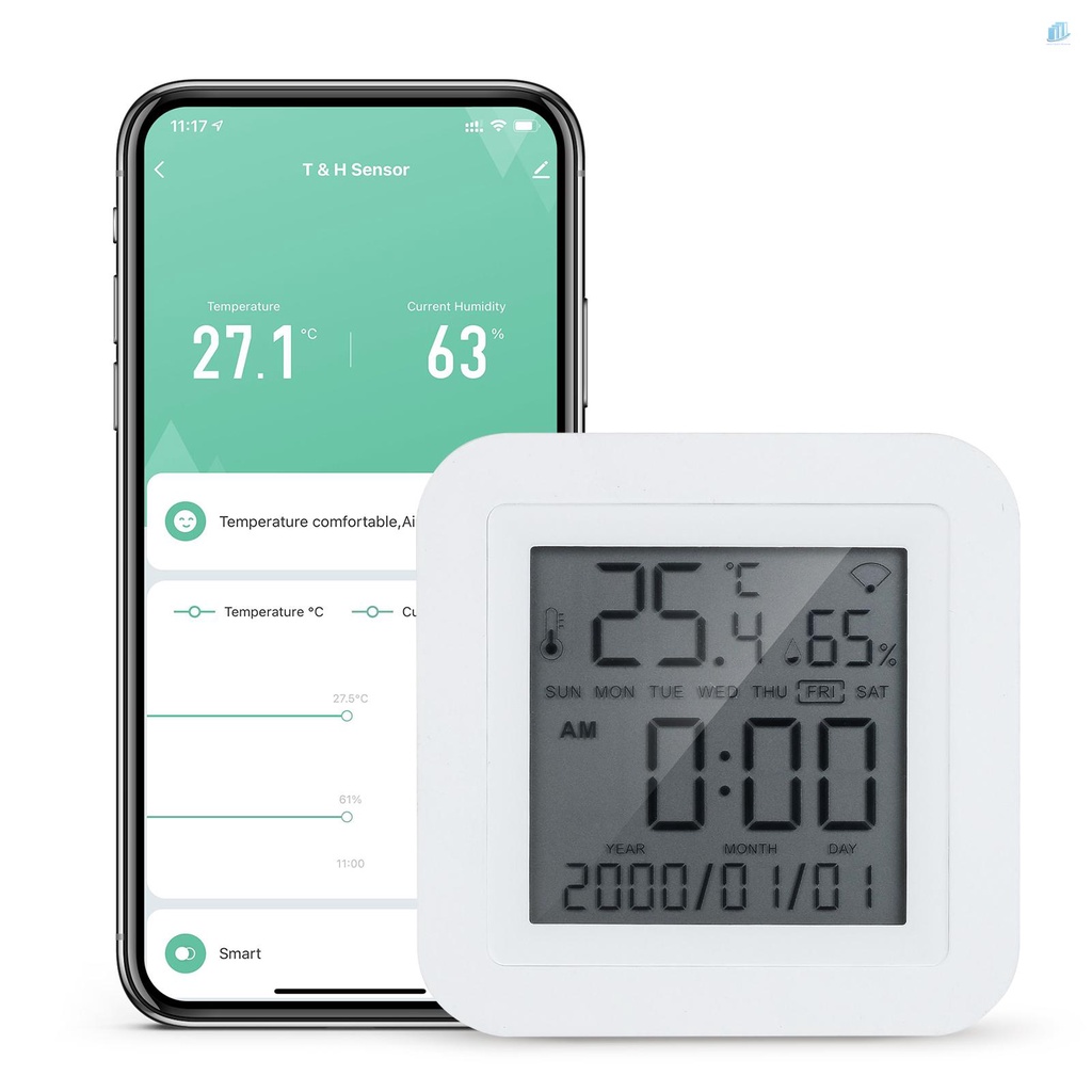 Đồng Hồ Đo Nhiệt Độ Và Độ Ẩm WIFI Màn Hình LCD Kỹ Thuật Số