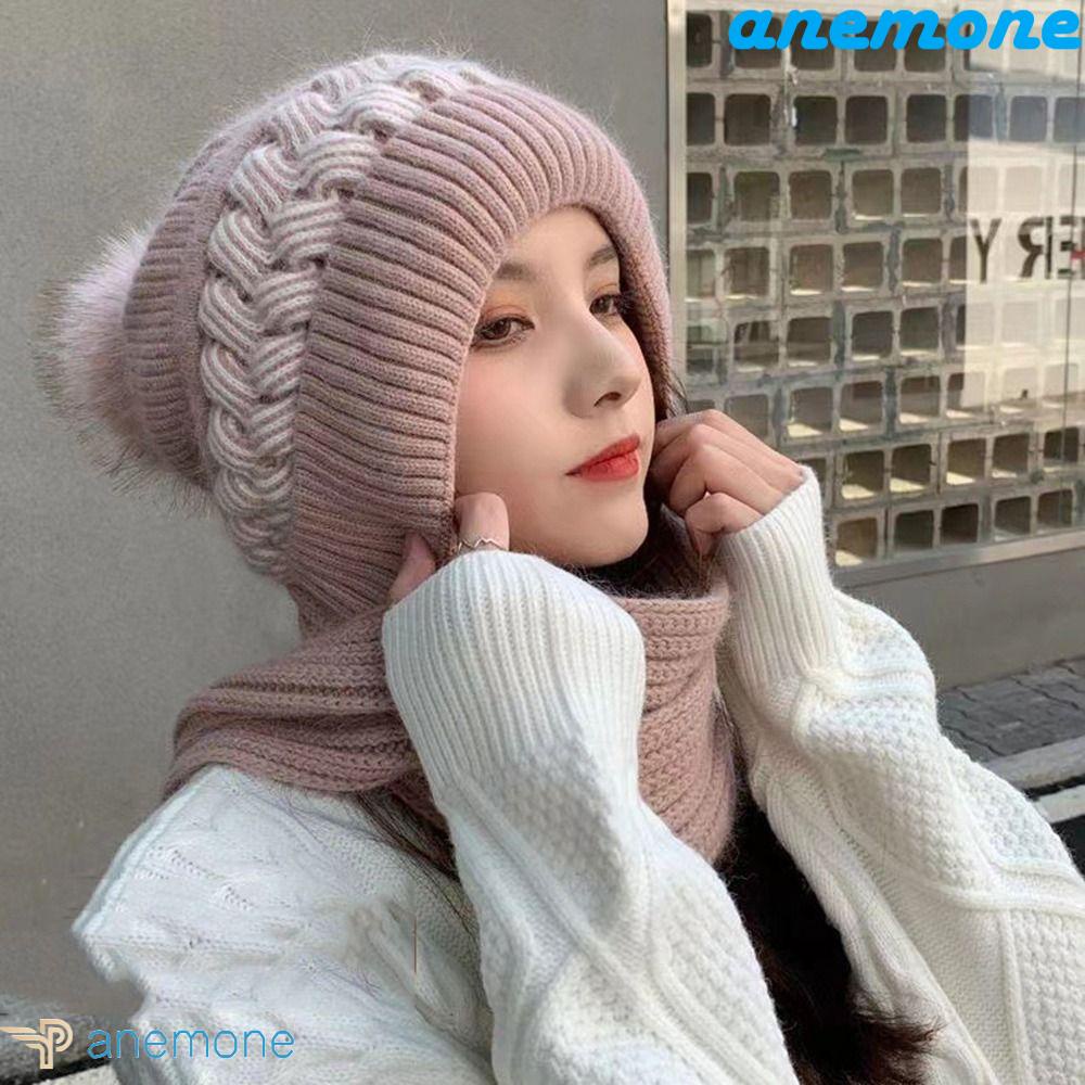 Mũ Tích Hợp Khăn Choàng Cổ Giữ Ấm Chống Gió Màu Trơn Thời Trang Mùa Thu Cho Nam Và Nữ