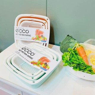 Pvn46023 sét 6 chậu rổ vuông ecco nhựa đẹp, màu siêu xinh , bộ rổ nhựa kèm thau ecco 6 món đựng thực phẩm