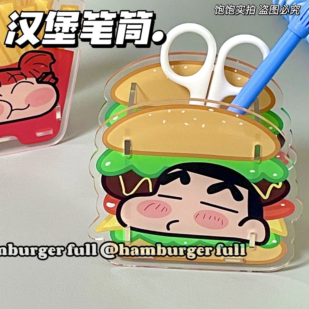 Ống Đựng Bút Bằng acrylic Họa Tiết Hamburger Hoạt Hình Vui Nhộn Sáng Tạo AC2134