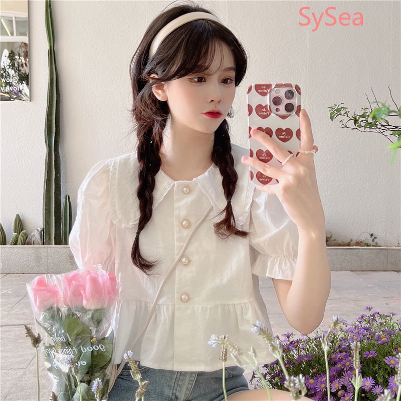 Áo Kiểu Tay Phồng Cổ Búp Bê Phong Cách Pháp Cho Nữ