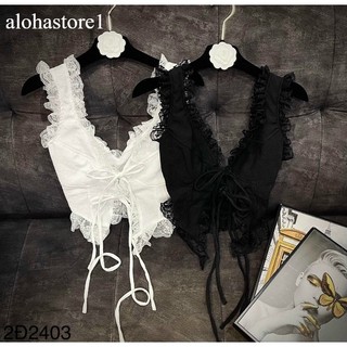 Áo Kiểu croptop 2 dây phối ren alohastore1