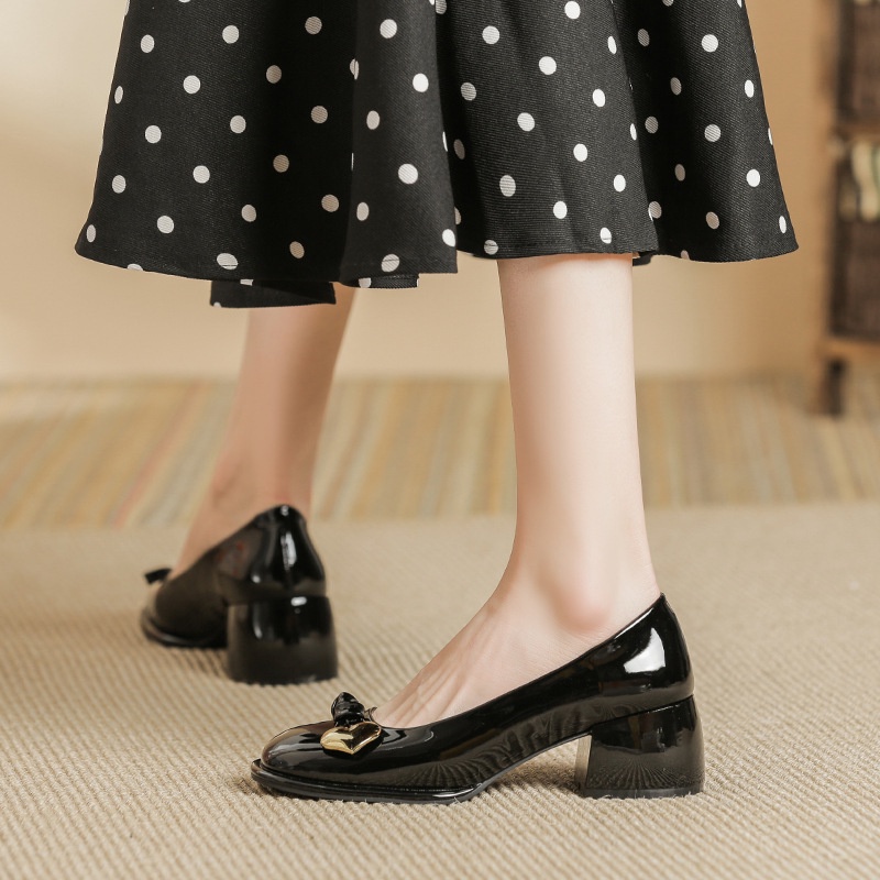 Giày Cao Gót Đính Nơ Phong Cách Nhật Bản Cho Nữ