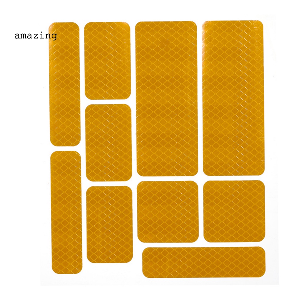 Set 10 Miếng Dán Phản Quang Cảnh Báo An Toàn Hình Chữ Nhật Cho Xe Đạp MTB