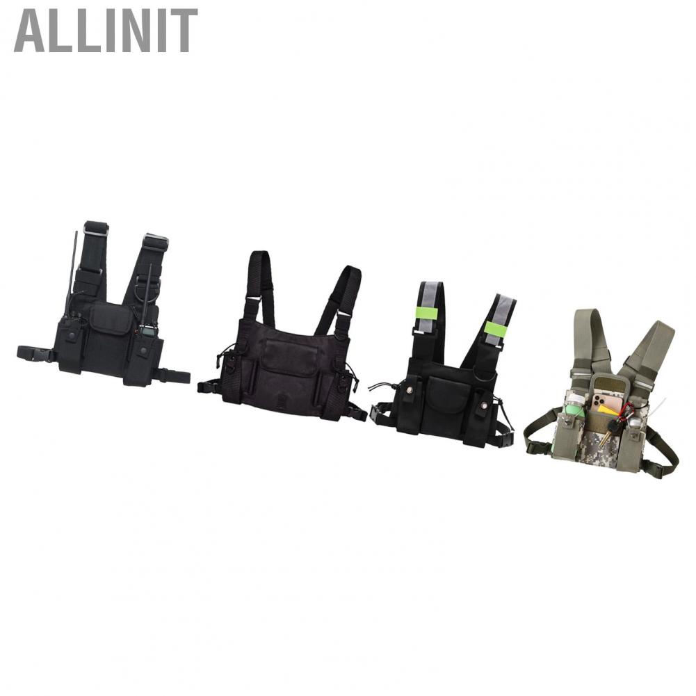 Allinit Walkie Talkie Chest Pocket  Side Buckle Durable Large Capacity Wear Resistant Adjustable Length Widen Shoulder Straps Rig Bag for Outdoor