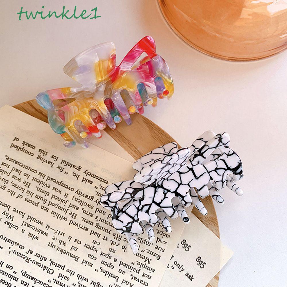 Kẹp Tóc Càng Cua Bằng Acrylic Màu Sắc Cầu Vồng Đơn Giản Cá Tính Dành Cho Nữ