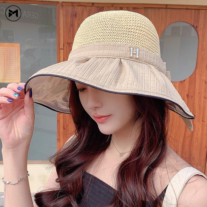 Nón Tai Bèo Vành Rộng Thoáng Khí Đính Nơ Phong Cách Hàn Quốc Thời Trang Mới 2023 Cho Nữ