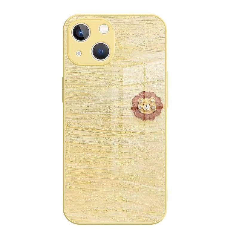 Ốp Điện Thoại Mặt Kính Màu Vàng Cho Iphone 13promax 14Pro