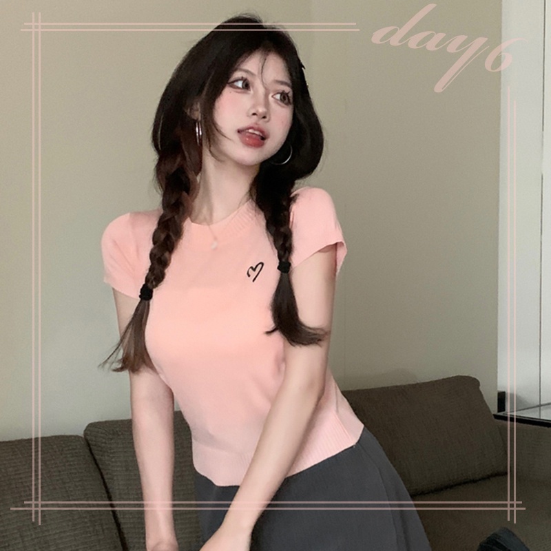 Áo Thun Tay Ngắn Cổ Lọ Thời Trang Mùa Hè Phong Cách Hàn Quốc Cho Nữ