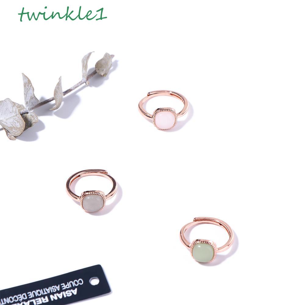 Nhẫn Đính Đá Lấp Lánh Phong Cách Retro|Nhẫn Hình Khối Lập Phương Phong Cách Trung Hoa Dành Cho Nữ