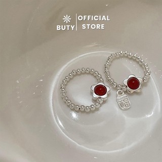Nhẫn nữ bi hoa nhụy đỏthời trang thanh lịch trẻ trung tinh tế Buty