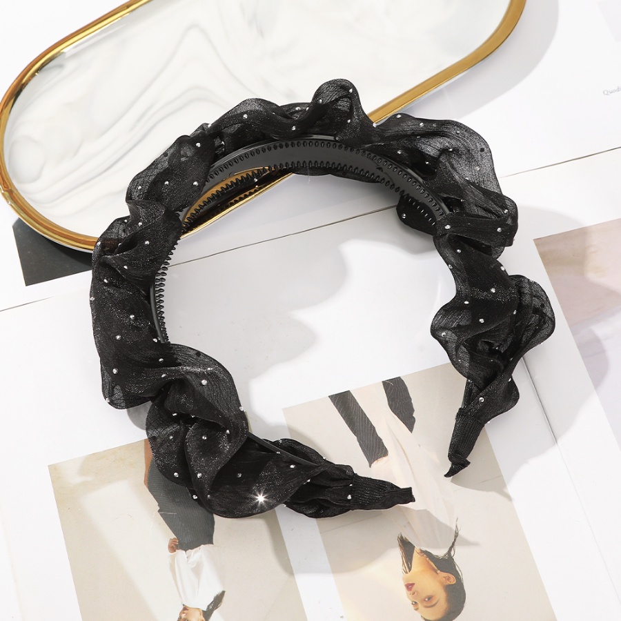 Băng Đô Cài Tóc Xếp Ly Đính Kim Cương Giả Kiểu Hàn Quốc Dễ Thương