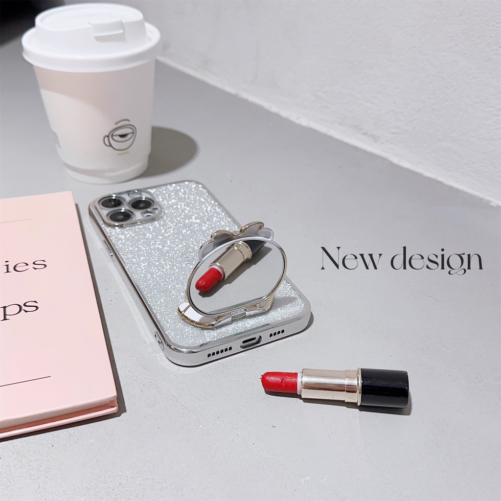 Ốp Điện Thoại Có Túi Khí Họa Tiết Bướm / Gấu Dễ Thương Kèm Giá Đỡ Nhẫn Cho iphone