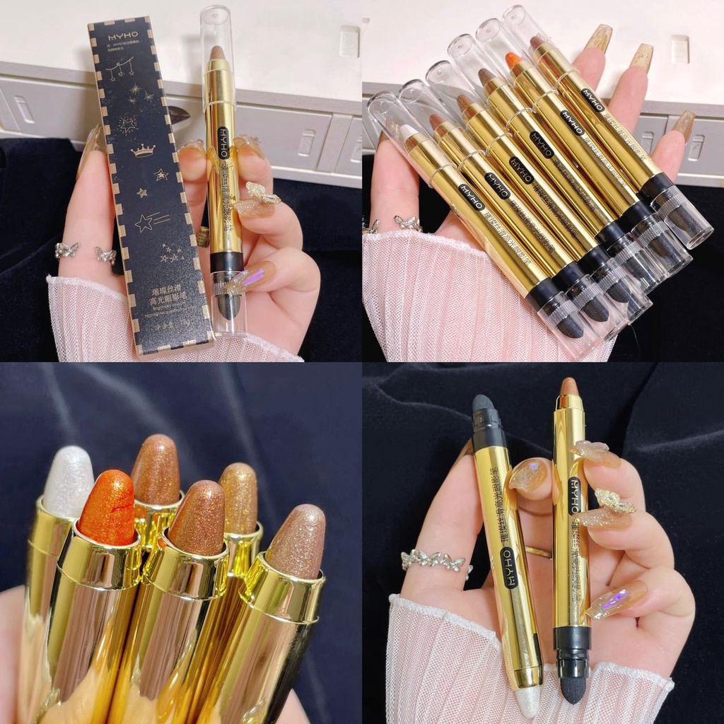 Que đánh mắt đầu đôi Bóng mờ Bóng ngọc trai Lấp lánh Cảm giác kim loại Bút đánh mắt Không lem Trường lâu Đa năng Que đánh mắt