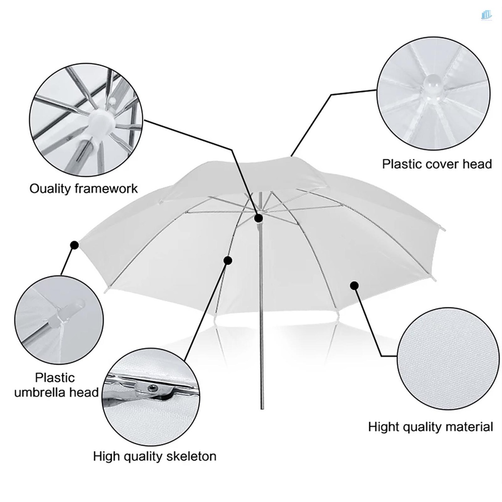 Dù Che Nắng Màu Trắng 33 Inch * 2 + 2M Chân Đứng Tripod Bằng Kim Loại * 2 + E27
