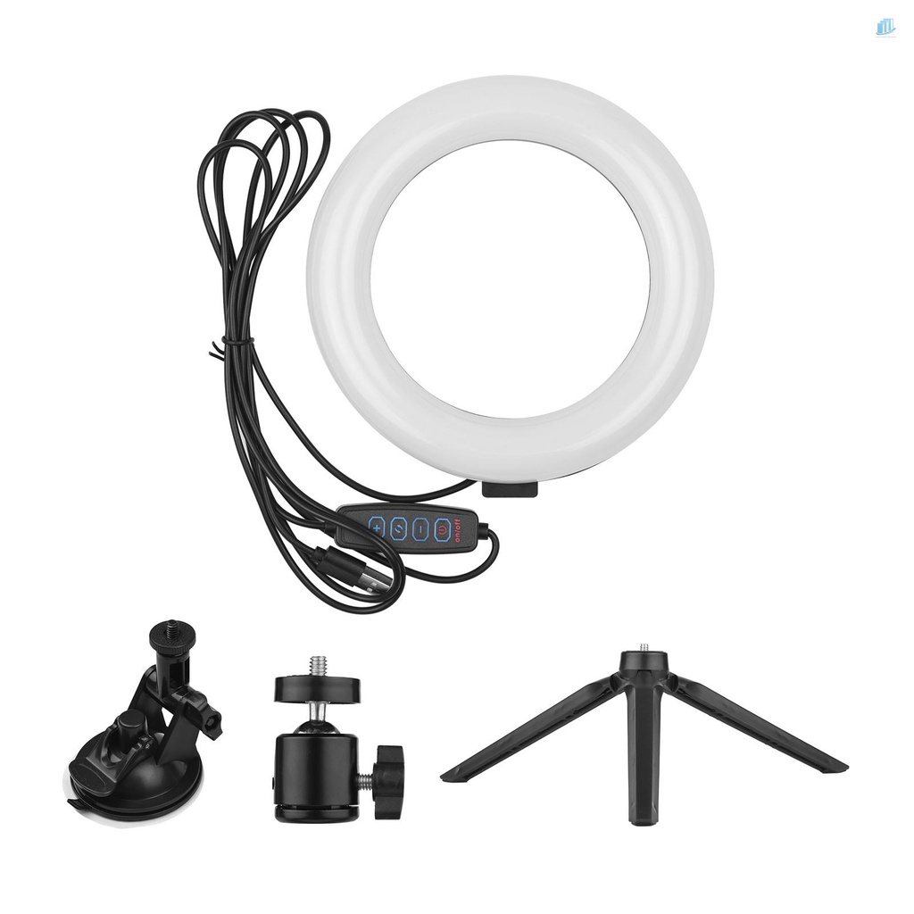 ANDOER Vòng Đèn LED 6 Inch 3 Chế Độ Ánh Sáng 3200K-5600K Cổng USB Có Giá Đỡ Cho Laptop