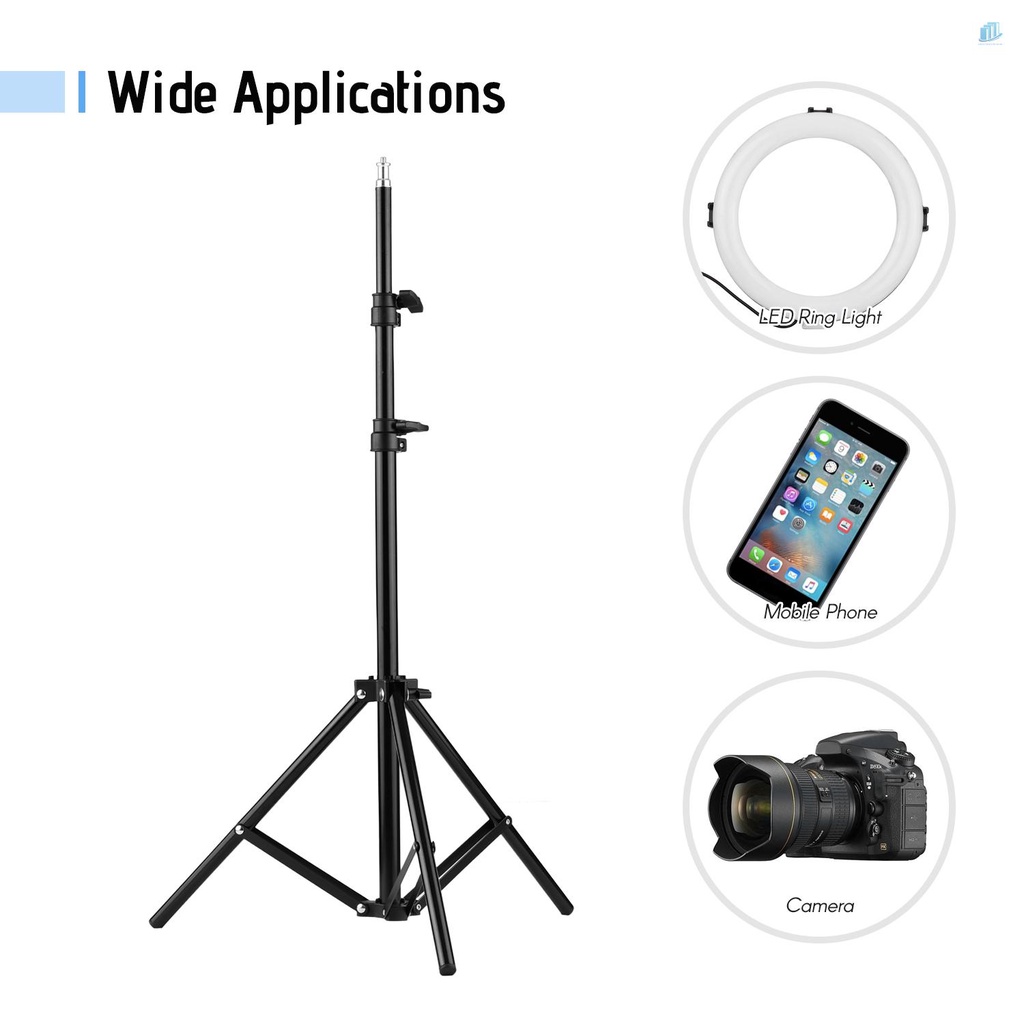 Giá Đỡ Ba Chân Bằng Hợp Kim Nhôm Có Thể Điều Chỉnh Độ Cao 190CM / Đầu Kẹp Điện Thoại / Đèn Flash Hỗ Trợ Chụp Ảnh