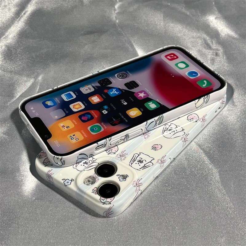 Ốp Điện Thoại Cứng Hình Thỏ Và Hoa Dễ Thương Cho Iphone 7 11 xsiPhone12 13 8 Iphone14 XRGK