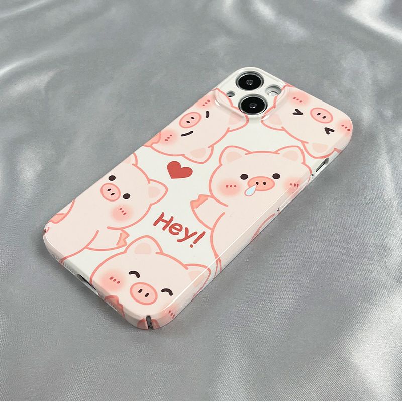 Ốp Điện Thoại Cứng In Hình Heo / Trái Tim Cho Iphone 12 Xr 8 14pro max 13Xs7 11 BI4R