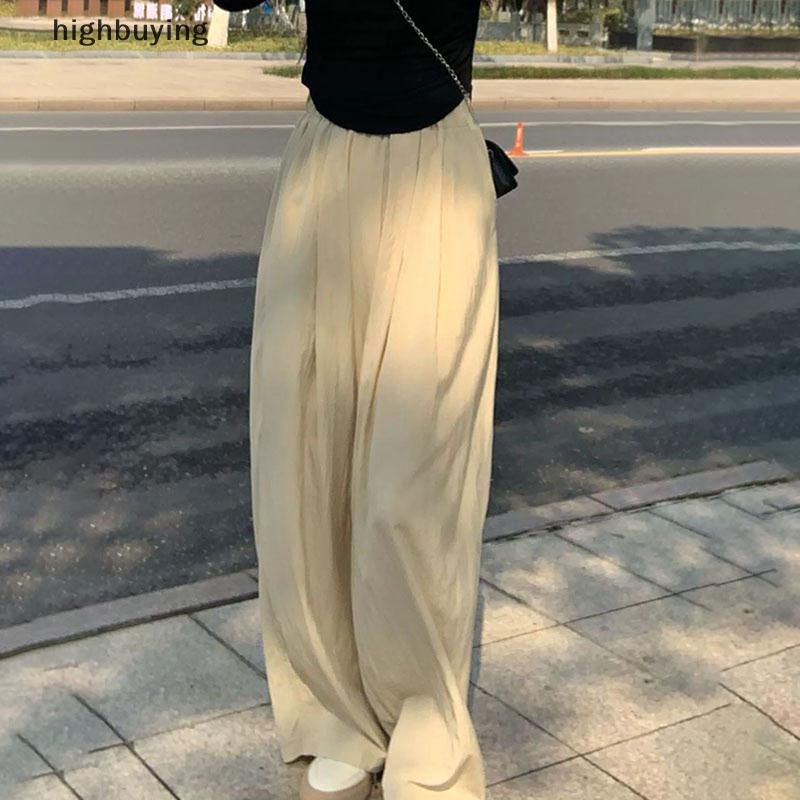 Quần ống rộng Lưng Cao Bằng Lụa Mát Thời Trang Mùa Hè Dành Cho Nữ