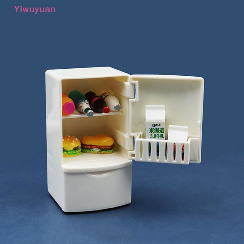 < Yiwuyuan > Tủ Lạnh Đồ Chơi Màu Trắng Cho Nhà Búp Bê Nhà Bếp Trẻ Em Mới