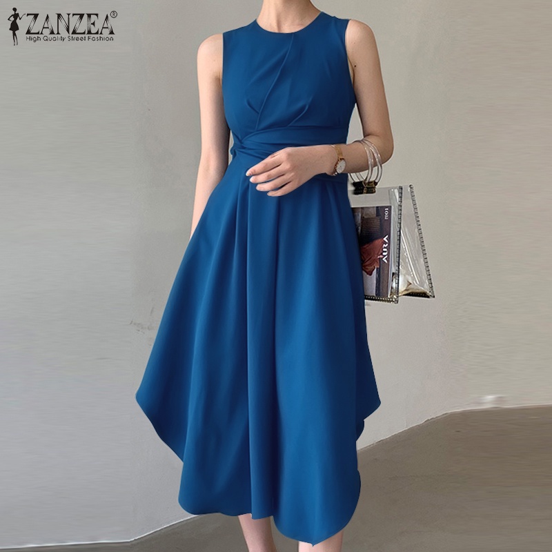 Đầm ZANZEA không tay cổ tròn thời trang quyến rũ