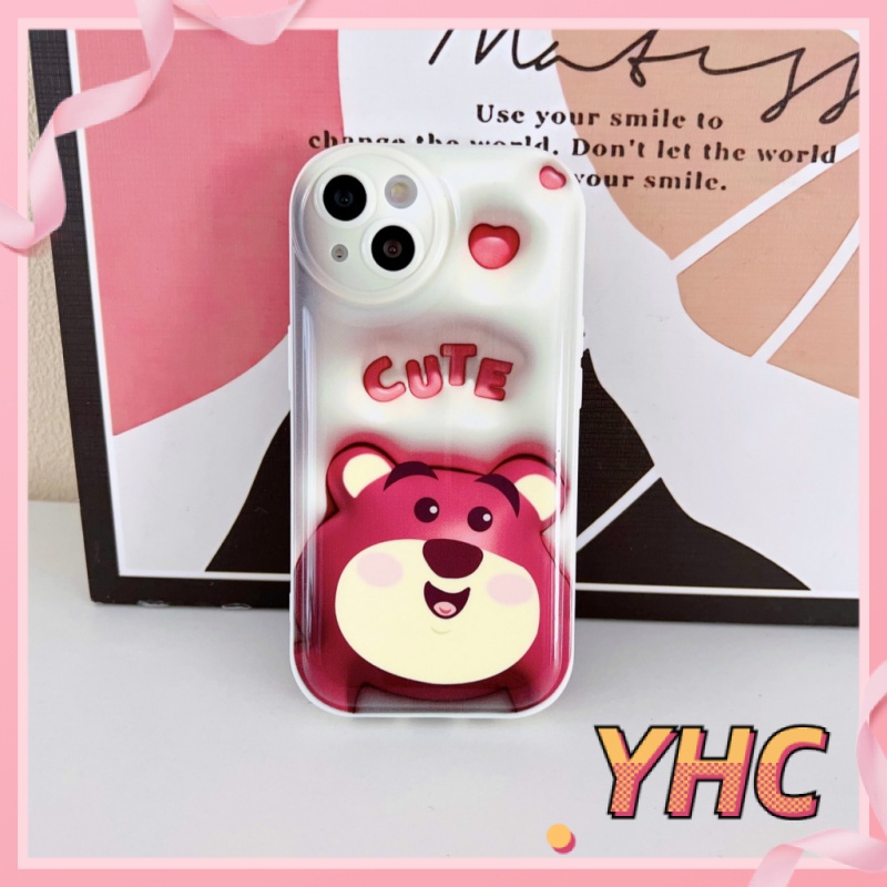 Ốp Lưng iPhone Hoạt hình gấu dâu tây 3D cảm giác thị giác bong bóng chống rơi Silicone vỏ mềm Cho Iphone 6 / 6S / 6splus / se / 7 / 7plus / 8 / 8plus / X / xs / xsmax / 11 / 12 / 13 / 14 / Plus / pro / pro max-5075