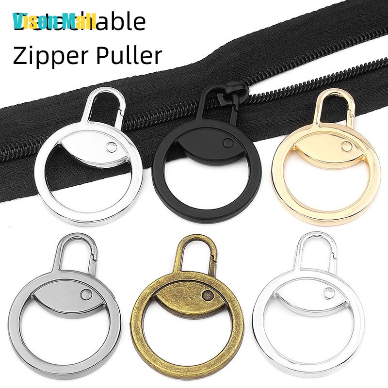 Đầu Khóa Kéo Kim Loại Hình Tròn Thông Dụng Có Thể Tháo Rời