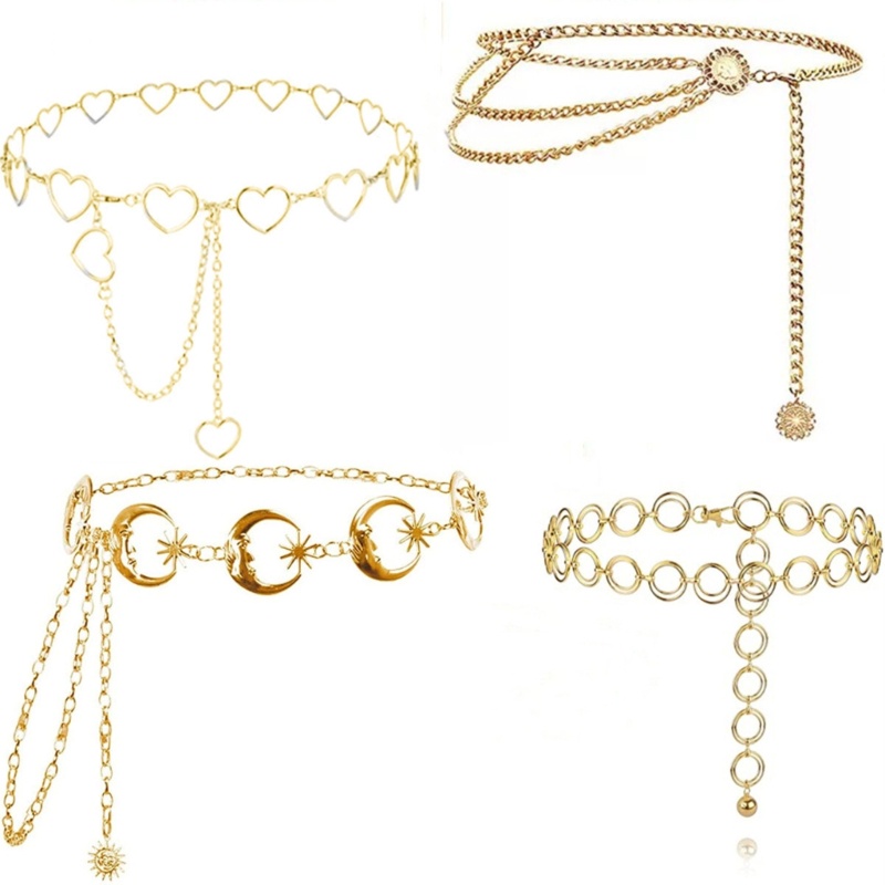 Set 4 Dây Xích Đeo Hông Nhiều Lớp Bằng Kim Loại Dành Cho Nữ