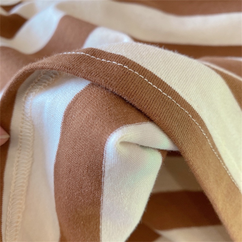 Bộ Đồ Thời Trang Mùa Hè Phong Cách Hàn Quốc Tay Ngắn Kẻ Sọc Kèm Thắt Lưng Cho Bé Gái