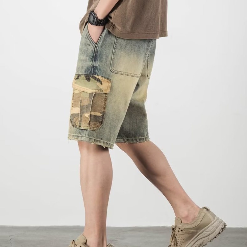 Quần Short Jeans Lưng Vừa Phối Khóa Kéo Thời Trang Cho Nam