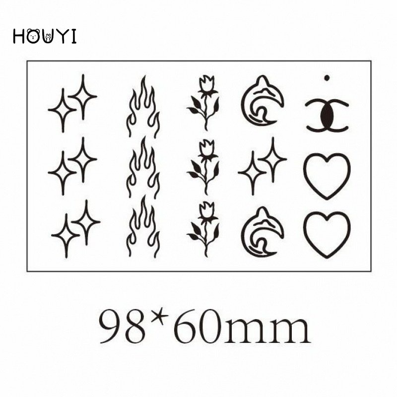 Hình Xăm Dán Tạm Thời Họa Tiết Ngôi Sao / Mặt Cười / Trái Tim / Hoa Đơn Giản Chống Thấ