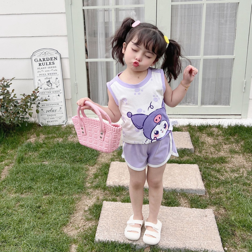 Set Đồ Thể Thao Gồm Áo Ba Lỗ Và Quần Short Cotton In Họa Tiết Hoạt Hình Phong Cách Hàn Quốc Thời Trang Mùa Hè Cho Bé Trai Và Gái