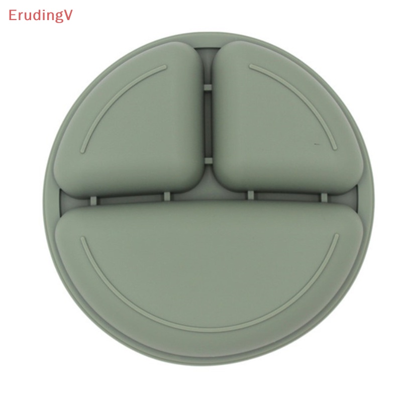 [ErudingV] Đĩa Ăn Bằng Silicon Màu Trơn Họa Tiết Hoạt Hình Dễ Thương Có Giác Hút Cho Bé [Mới]