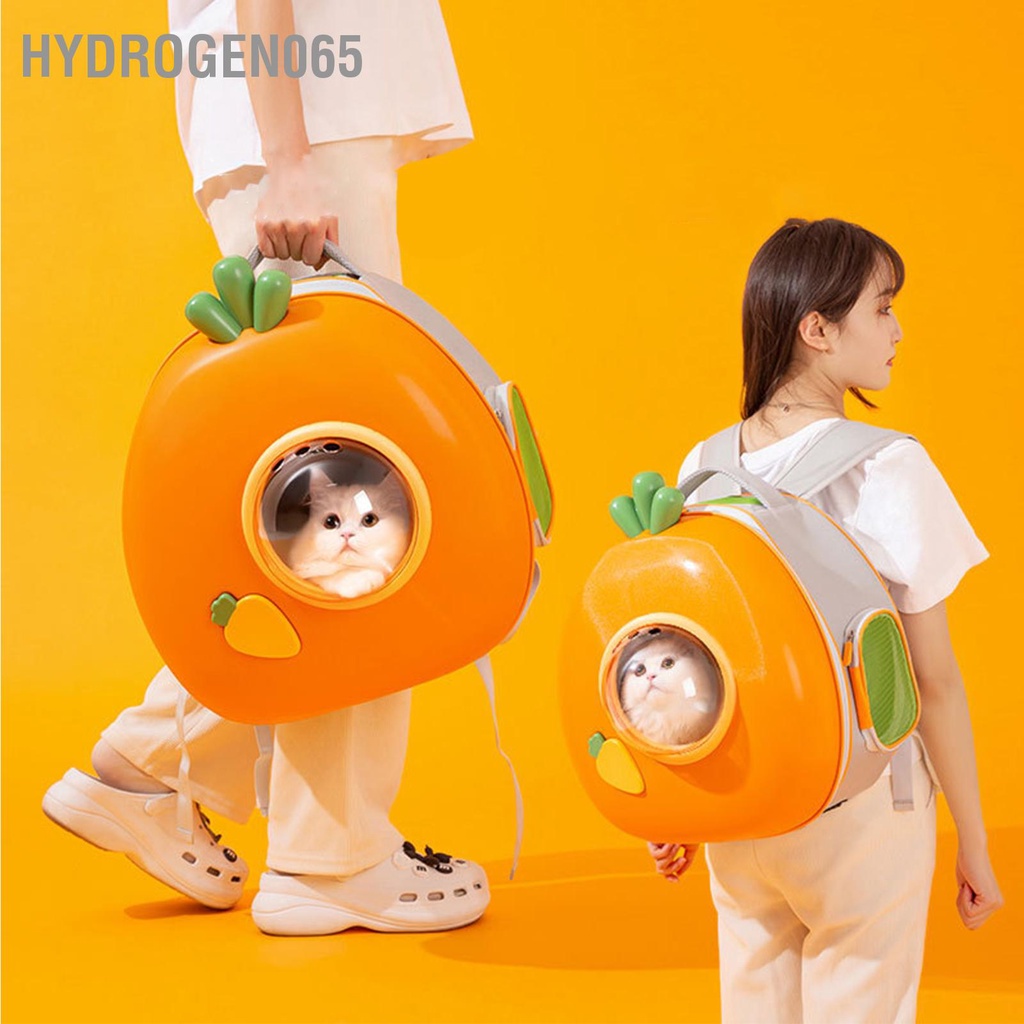 Hydrogen065 Ba lô cho mèo Cà rốt dễ thương Di động Cửa sổ trong suốt Thoáng khí Thông gió Không gian lớn chở thú cưng