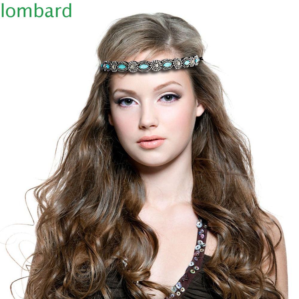 Băng Đô Cài Tóc Đính Hạt Phong Cách Vintage Tinh TếBăng Đô Cài Tóc Co Giãn Đính Đá Ngọc Lam Phong Cách Dân Tộc